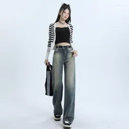 Jeans femininos coreano moda baggy mulheres y2k vintage 90s fada grunge denim calças oversized harajuku retro básico calças de perna larga