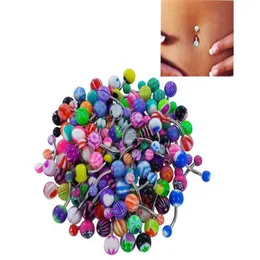 Stainless Steel Belly Button Ring Auniquestyle Navel Piercing Bar Body Jewelry Curved Barbell with Acrylic Pattern Ball 200pcs se221w