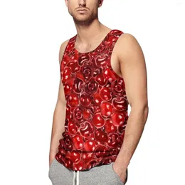 Herren-Tanktops, süße Kirschen, Oberteil mit Fruchtdruck, Training, übergroß, für den Sommer, cool, individuell, ärmellos