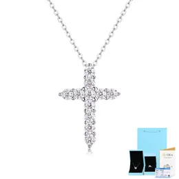 MOISSANITE JEINDY Cross Cross Style Link S925 Srebrny naszyjnik Hip Hop Naszyjnik dla kobiety mężczyzna