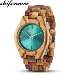Armbandsur Shifenmei Wood Watch Women Watches 2021 Quartz Wood Minimalist Armband Clock Zegarek Damski228r