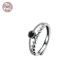 Anillos de boda S925 Anillo de circón retro de plata para mujer Ins Wind Light Anillo de cola de lujo Diseño de nicho avanzado Anillo de dedo índice de sentido Anillo liso 231218