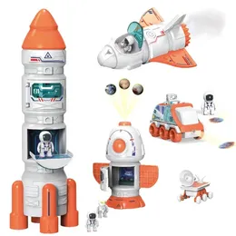 كهربائي RC Car Projector Acousto Optic Space Rocket Rocket Spaceship Spaceship Toy Model Station Station Series Toys Kids Kids Dift 231218