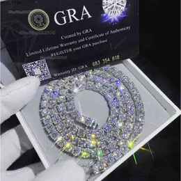 Теннисное ожерелье-браслет Pass Diamond Tester Iced Out Bling Муассанит с бриллиантами в стиле хип-хоп Ювелирные изделия из серебра 925 пробы Теннисная мужская цепочка