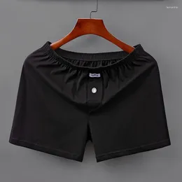 Underpants AIIOU Mens Solid Color Underwear Casual Boxer Shorts Cotton Breathable Loose Sleepwear Male Pajamas Home Panties 2023