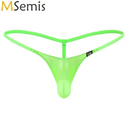 Men's Swimwear Mens Lingerie See Through Mesh G-String Thong Briefs Panties Bulge Pouch Low Rise T-Back Thongs Underwear Tempting Underpants