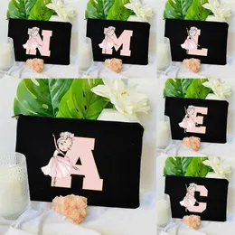 Cosmetic Bags Custom 26 Letters Makeup Bag Girls Wedding Bridesmaid Gift Women Pouch Travel Organizer Luxury Canvas Make Up Case