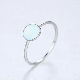 Cluster Rings 925 Silver Round Opal Ring Women's Vintage Simple Anniversary Wedding Gift Fashion Jewelry