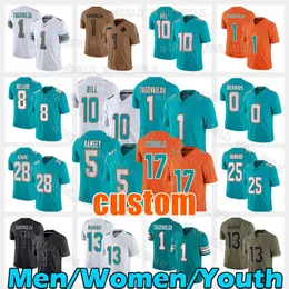 1 TUA TAGOVAILOA 10 Tyreek Hill Football Jersey 17 Jaylen Waddle 5 Jalen Ramsey 13 Dan Marino