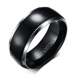8 mm tytanowe pierścienie dla mężczyzn kobiety czarna kopuła dwustronna błyszcząca wysoka polska opaska ślubna Rozmiar 6-131951