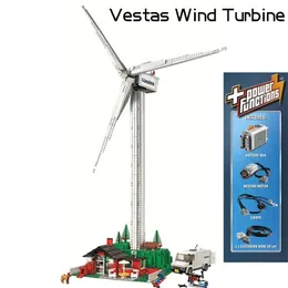 Inne zabawki kreatywne serie Vestas Wind Building PF Electric Windmill Generator Fit 10268 BRICKS Toys for Boys Prezenty 231218