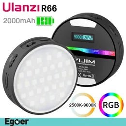 Eyecups Ulanzi R66 RGB 휴대용 비디오 풀 컬러 채우기 조명 LED 사진 조명 램프 25009000K 2000MAH 미니 소프트 라이트