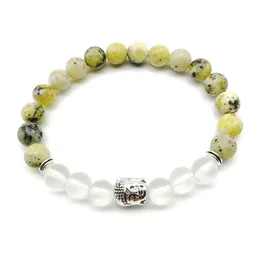 Bracelet Howlite jaune SN1258, nouveau Design, haute qualité, cristal clair mat, bouddha, perles Mala de Yoga, bijoux 335q