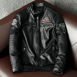Jaquetas masculinas motociclista estilo motor vintage qualidade masculina jaqueta de couro genuíno fino 100 natural casaco de couro 231219