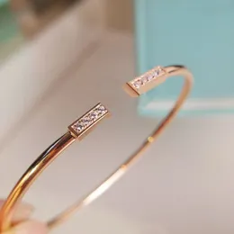 Classic gold Bangle open bracelet titanium steel letter with diamond men and women woman rose Bracelets luxury designer gift wedding party jewelry