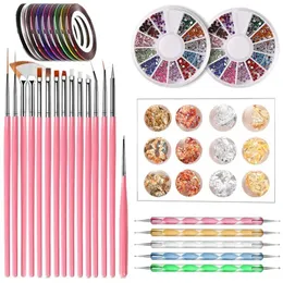 Kitler tırnak kalem damgası tırnak sanat aracı 15pcs boyama fırçaları noktalı alet folyo manikür bant rengi 2020