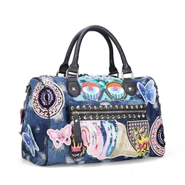 Torby wieczorowe w stylu rocka moda TOTE DERNIM torebki swobodne ramię vintage Demin Blue Top Hande Bolsa Large Travel 231219