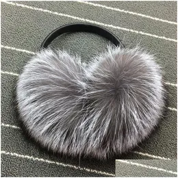 Ear Muffs Winter Women Warm Real Fox Fur Earmuffs Girls Earlap Tralarge Imitation Ladies Plush Muff Drop Delivery Fashion Accessorie Dhy9B