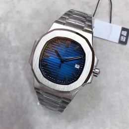 Grande fábrica u1 movimento automático 5711 relógio masculino cristal de safira mostrador azul relógio masculino 316 banda inoxidável 255t