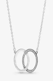 100 925 Sterling Silver LOGO Intertwined Circles Necklace Fashion Women Wedding Engagement Jewelry Accessories1825029