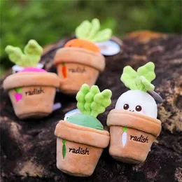 10cm Stuffed Cartoon Potted Radish Plush Toys Carrot Key Chain Christmas Gift