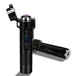 New USB Plasma Dual Arc Pulse Flameless Metal Windproof Electric Lighter Multifunctional With Razor For Men's Gift