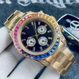 Tasarımcı İzle Erkekler Rainbow Diamond Watch Üst son tasarımcı saat otomatik mekanik izleme 40mm paslanmaz çelik bilezik erkekler iş saati