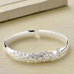 Bangle 925 sterling silver elegant Peacock opening screen bracelet Bangles for women fashion party wedding Accessories jewelry gift 231219