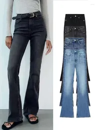 Kadın Pantolon 2023 Sonbahar Kadınlar Önyükleme Kesme Kotu Zarif Katı Orta Mid Waist Jean Fermuar Gidiş Cepleri Uzun 4 Renk