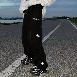 Damenhose Mode Y2k Star Hip Hop Cargo Mädchen Nylon Grunge Schwarz Weites Bein Baggy Hose Herren Yk2 Streetwear Trendy