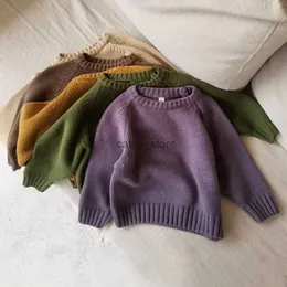 Pullover Baby Pullover Herbst Winter Kinder Jungen Mädchen Langarm Reine Farbe Stricken Pullover Baby Kinder Jungen Mädchen Pullover Pullover ClothesL231215