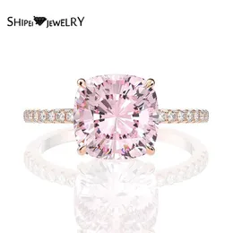 Shipei 925 Sterling Silver Radiant Pink Greated Moissanite Diamonds Gemstone Wedding Fine Jewelry Complication Rose Gold Rings J0112258E