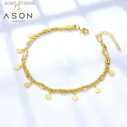 Anklets asonsteel runda hon tillbehör lti-skikt twist länk kedjor anklet guld färg rostfritt stål för kvinnor dagligen slitage juvelyl231219