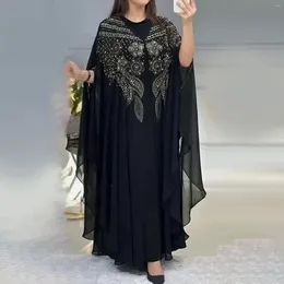 Etnik Giyim Abayas Kadınlar İçin Dubai Lüks 2024 Şifon 2 Parça Müslüman Moda Elbise Kaftan Marocain Düğün Kesintileri Djellaba