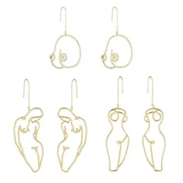 3 par Artsy Abstract Lady Breast Statement Hoop Earrings Kit Hollow Wire Outline Female Body Boob Earrings Kit Jewelry1346h