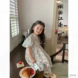 Flickans klänningar sommar kinesisk stil cheongsam grön blommig klänning lolita barn flickor barn klänningar för tonåringar fest prinsess sundress