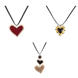 Collares colgantes Q0KE Moda Collar de corazón exagerado Joyería Y2K Cadena de clavícula