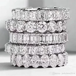 Vecalon Eternal Eternity Band Ring in argento sterling 925 Bijou Diamond cz Promise Anelli di nozze per le donne Accessori per feste da sposa300t