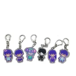 Bag delar Tillbehör 4 cm Cool och rolig pixel akryl Omori Game Keychain Car Keyring Anime Pendant Student Gift Kel Basil 231219