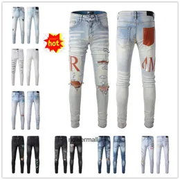 amiiri jean para amis imiri amari designer pilha jeans jeans european roxo amirl homens bordando acolchoado de acolchoado amirlies tendência marca vintage calça am dold slim s q816