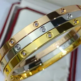 Love bangl Узкое издание Пара позолоченных браслетов для женщин Дизайнерский браслет 16-19 СМ Набор кристаллов 18K высочайшего качества в классическом стиле с коробкой 007 A