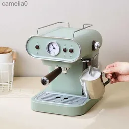 Coffee Makers 15bar Italian Electric Coffee Machine Espresso Maker Retro Semi-Automatic Pump Type Cappuccino with Steam Milk FrotherL231219