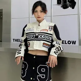 Women's Jackets Y2K American explosion style detachable jacket men and women retro design sense niche racing baseball uniform couple models 231218