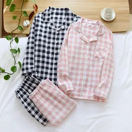 Mulheres sleepwear casal quente mulheres pijama conjuntos homens pijama mujer hombre pijama dupla camada de algodão crepe gaze casa terno macio loungewear