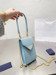 7a Mini -Geldbörse Golden Kette Schultergurt Designer Kompakt minimalistische Design -Mobiltelefonbeutel mit Rückschlitz Tasche Multipurpose Fashoion Pochette