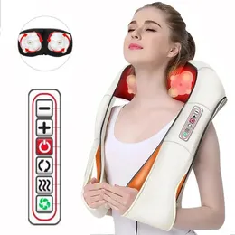 Massageando travesseiros de pescoço 3D elétrico em forma de U pescoço massagem xale calor infravermelho amassar massagem nas costas ombro shiatsu aliviar dor em casa uso de carro massageador 231218