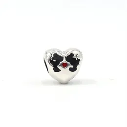 New Arrival 100% 925 Sterling Silver First Kiss Heart Charm Fit Original European Charm Bracelet Fashion Jewelry Accessories259B