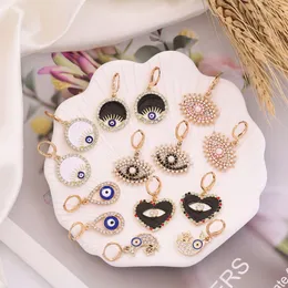 Новое поступление, золотые серьги-кольца Evil Hie с турецкими голубыми глазами и бриллиантами, висячие серьги для женщин, ювелирные изделия