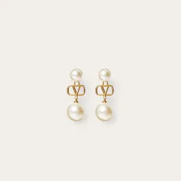 Stylish and elegant pearl earrings, 18K gold high quality brass material, design earrings, women's jewelry, Christmas, Valentine's Day, wedding, anniversary, gift