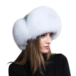 Beanieskull Caps 100 ٪ Fox Fox Natural Hat Russion with ars flaps Ushanka Winter Winter Raccoon Cap Cap Warm Fluffy Tail Cap 231218